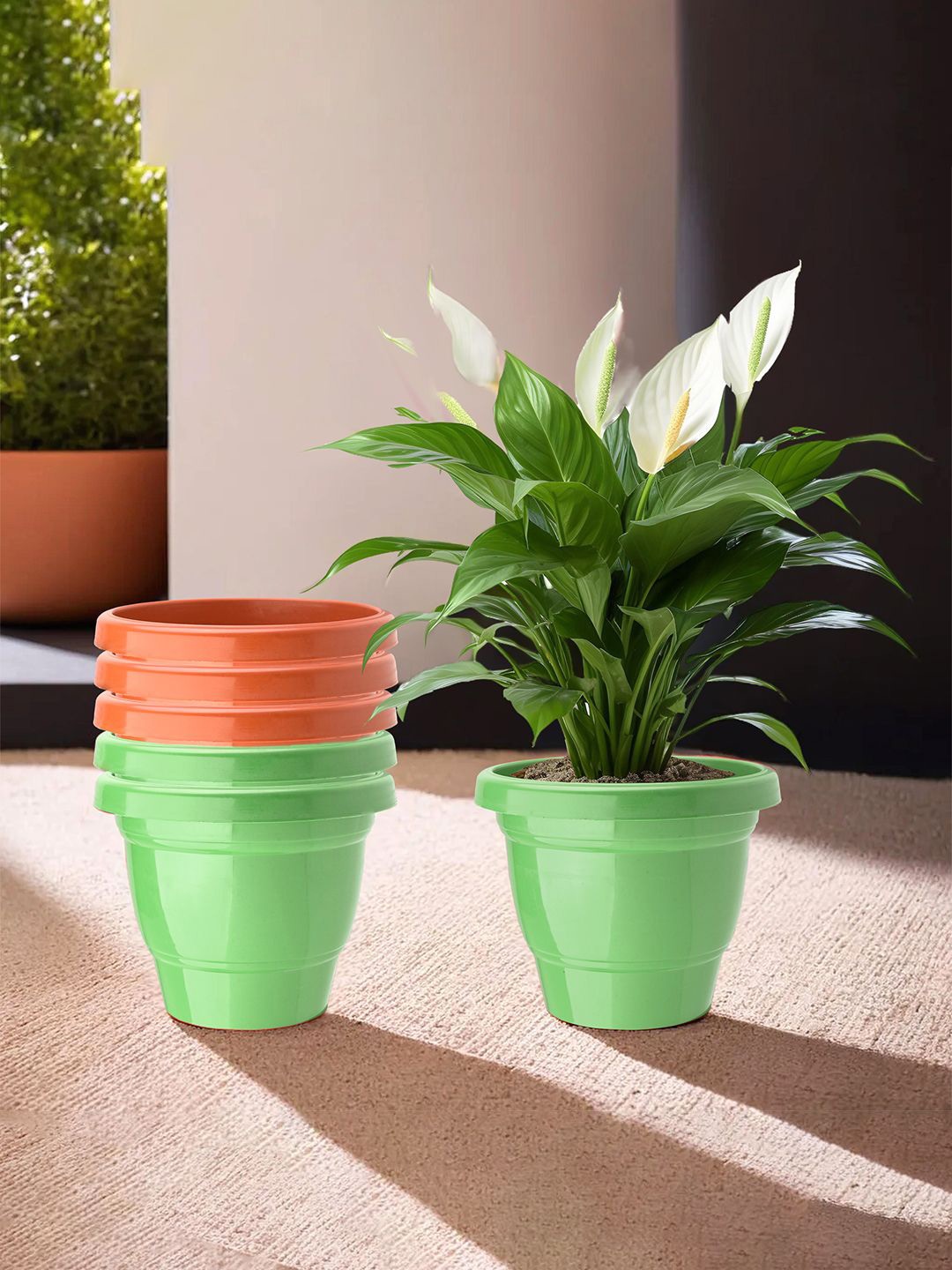 

Kuber Industries Orange & Green 6 Pieces Planter