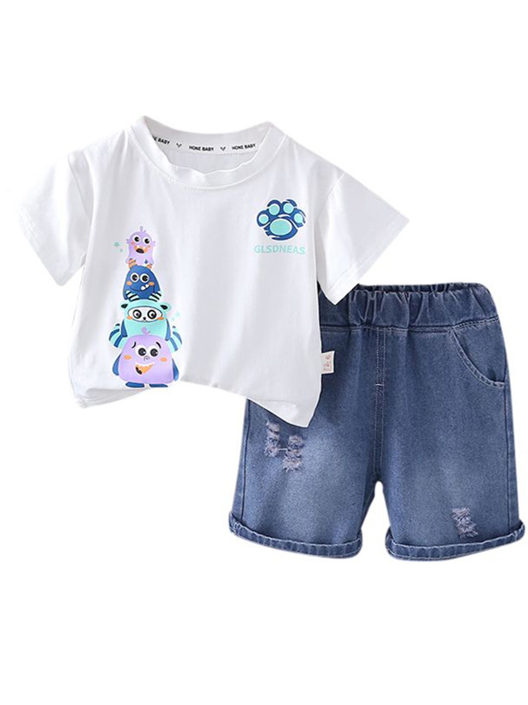 

StyleCast x Revolte Boys Printed Pure Cotton T-shirt with Shorts, White