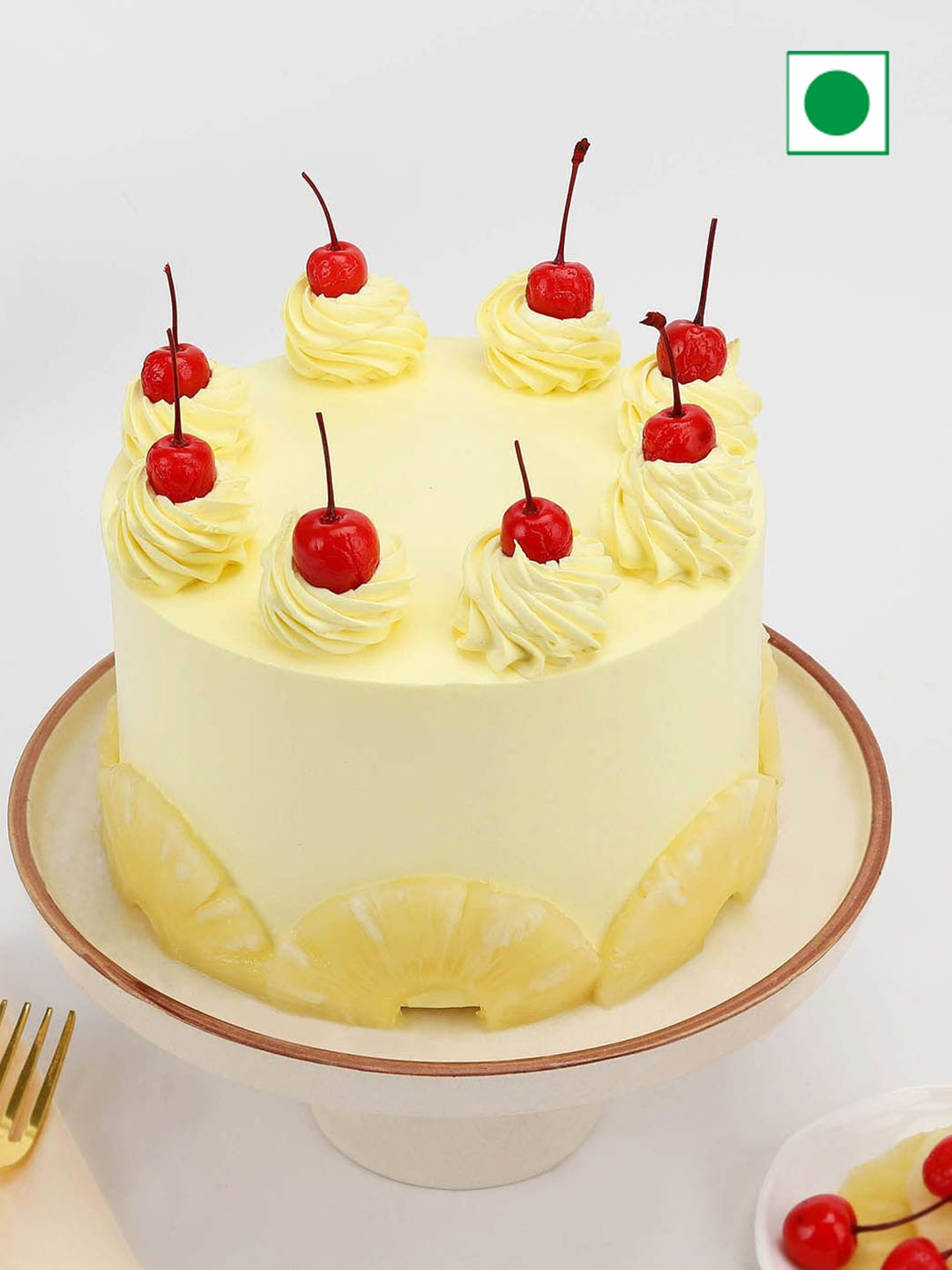 

IGP Elegant Pineapple Eggless Round Cake - 1Kg, Cream