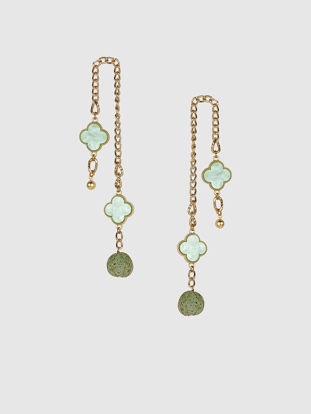 

D'oro Contemporary Drop Earrings, Green