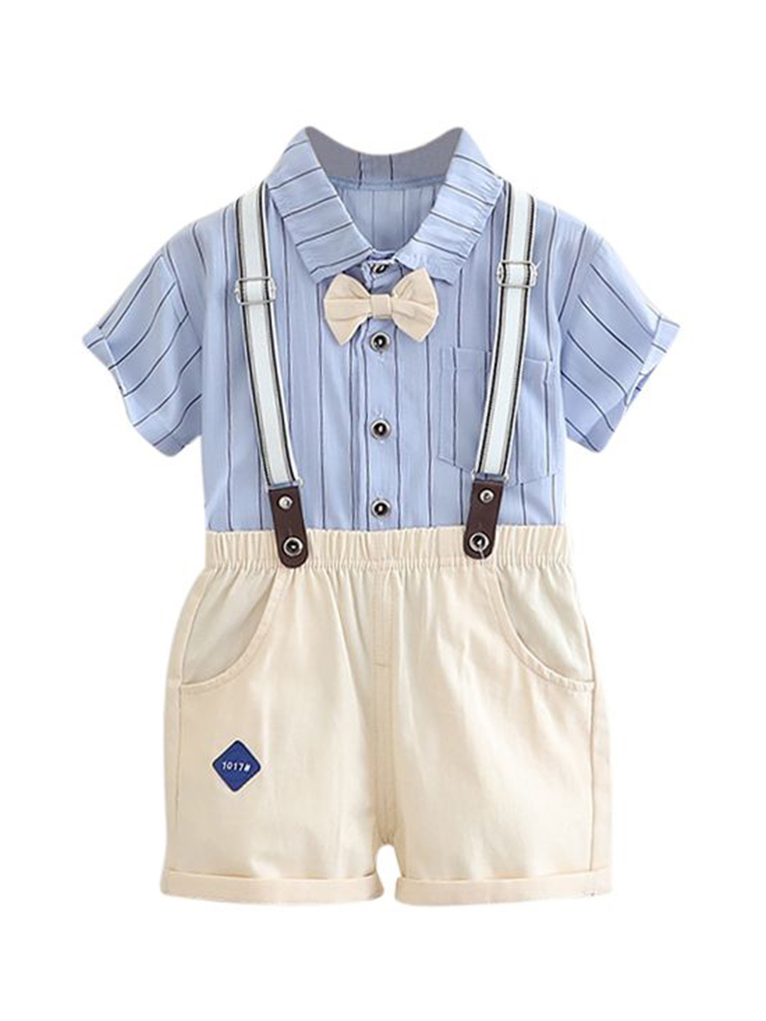 

StyleCast x Revolte Boys Striped Pure Cotton Shirt with Shorts, Blue