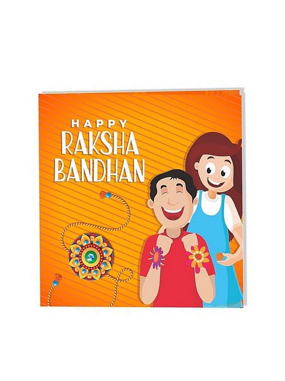 

THEYAYACAFE Set Of 2 Thread Rahi With Greetings Card & Roli Chawal, Brown