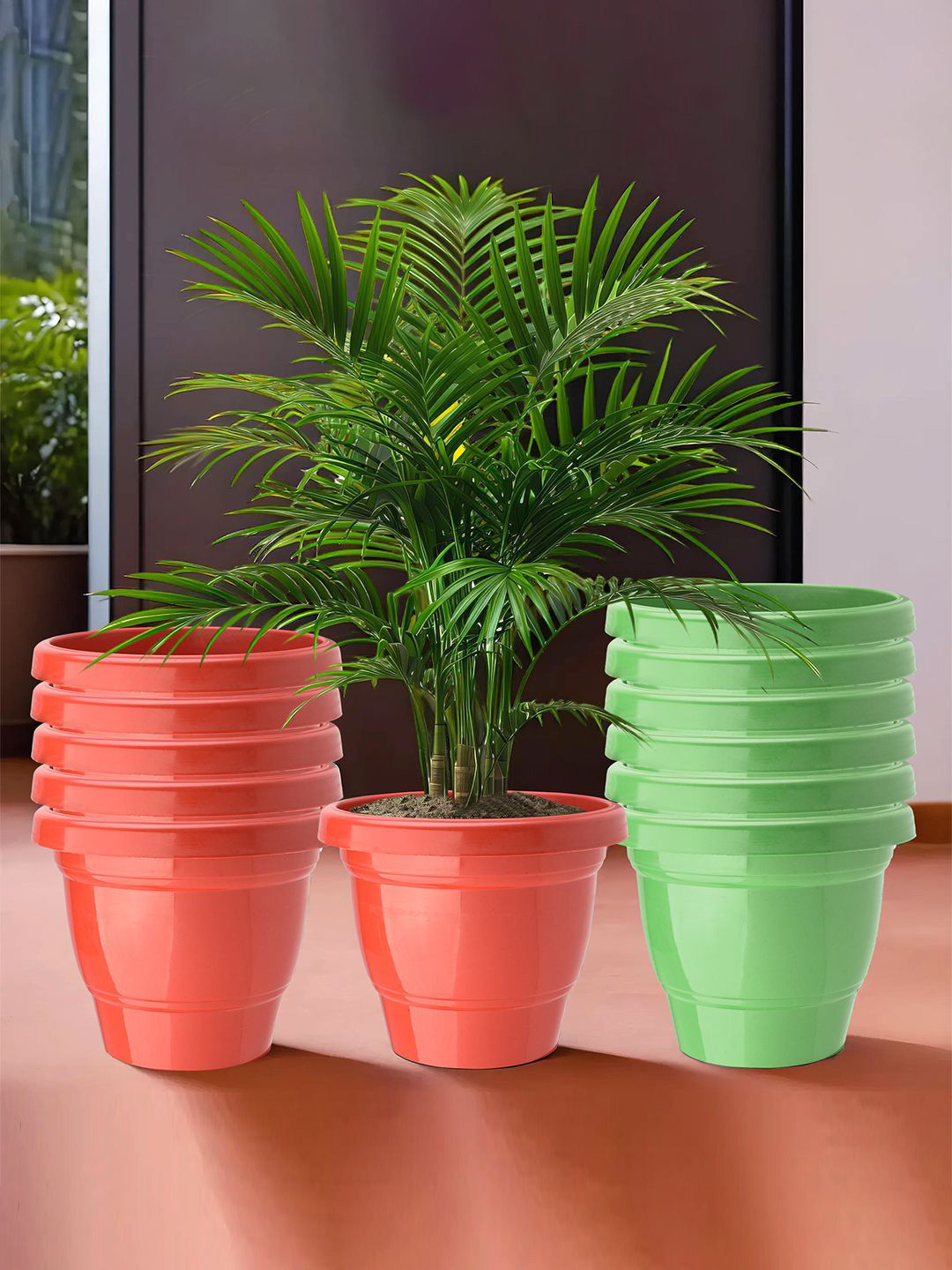 

Kuber Industries Red & Green 12 Pieces 2-Layered Planters