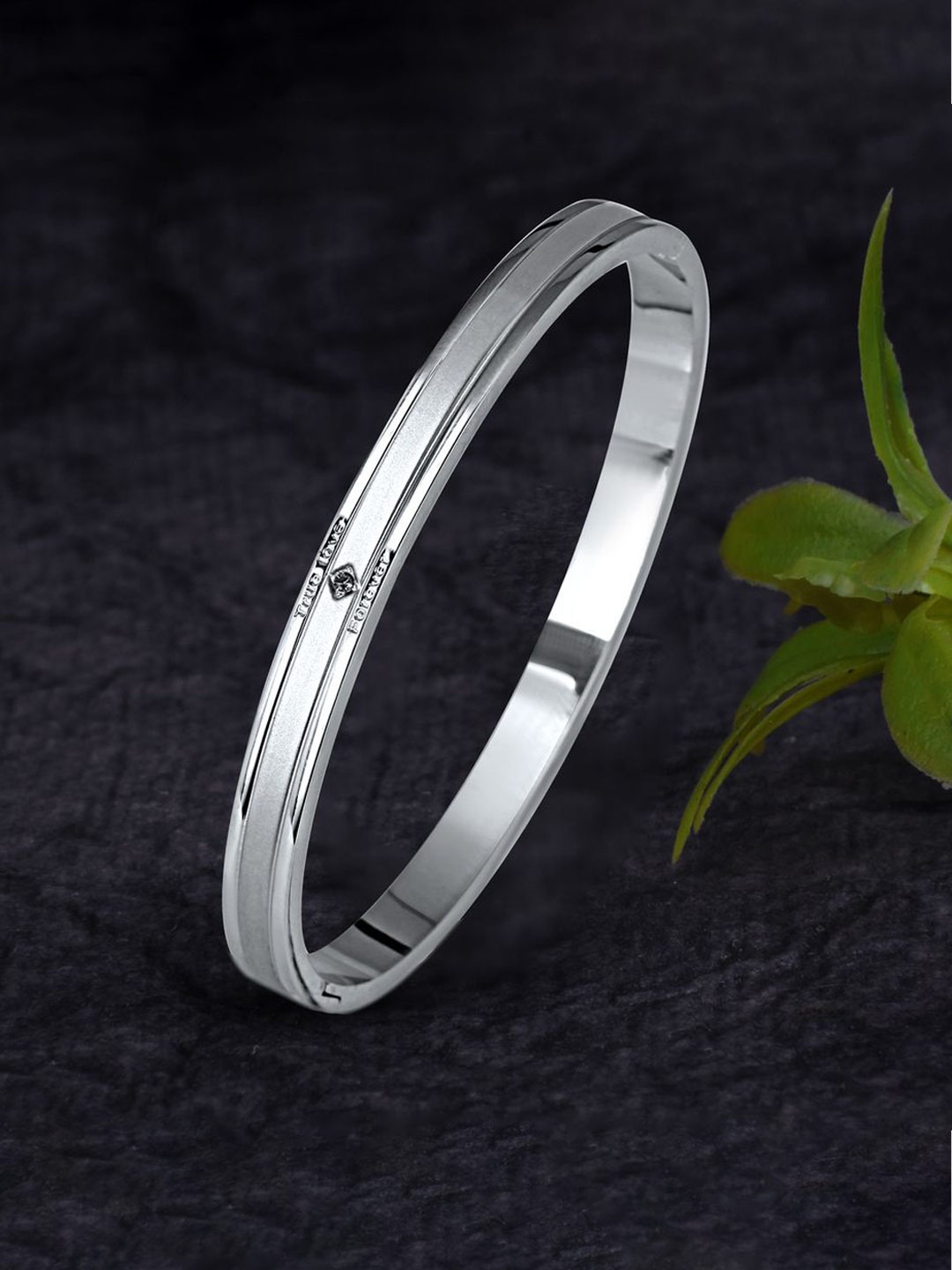 

MEENAZ Men Silver Plated Stainless Steel Kada Bracelet