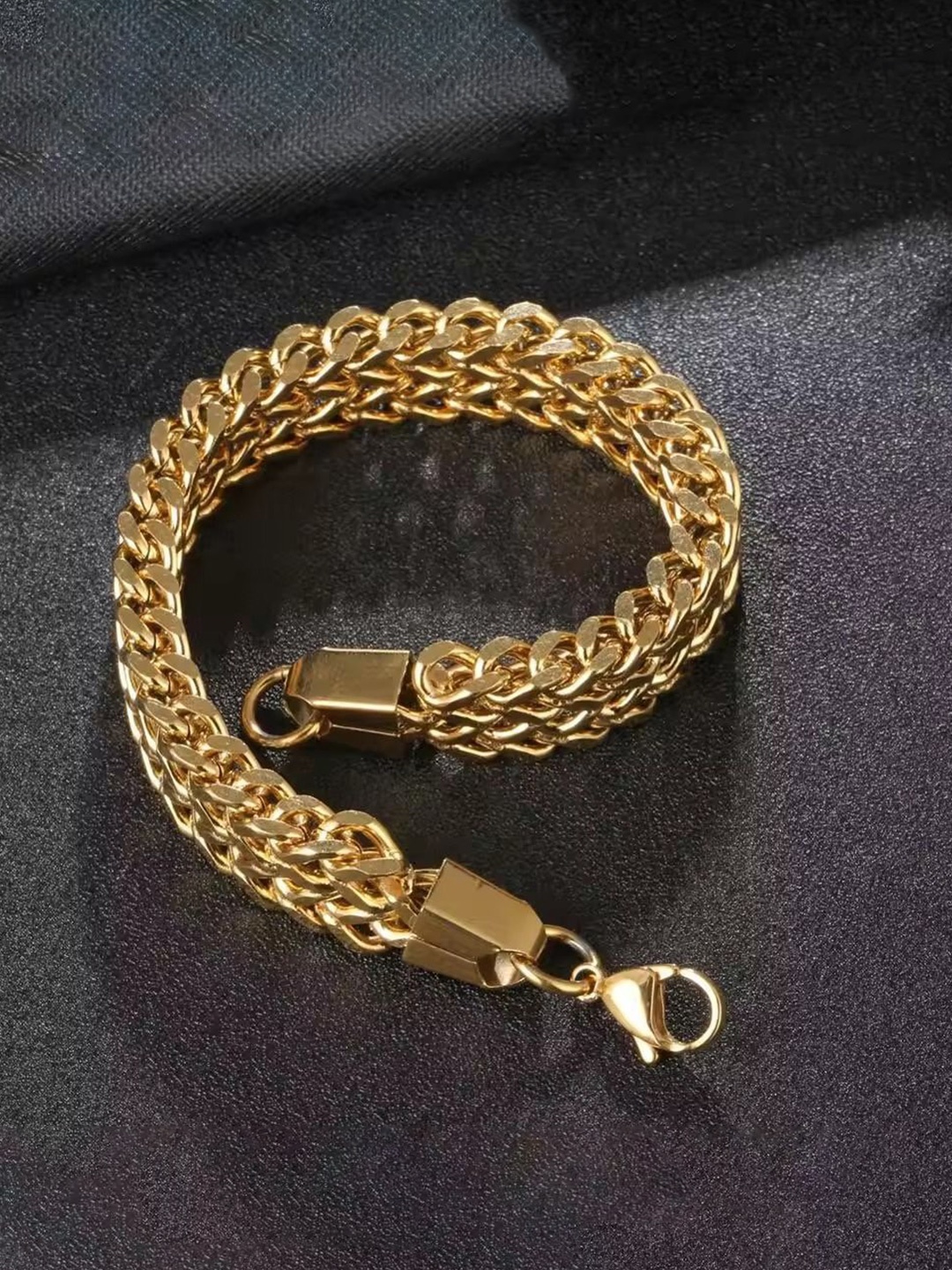 

MEENAZ Men Gold Plated Stainless Steel Link Bracelet