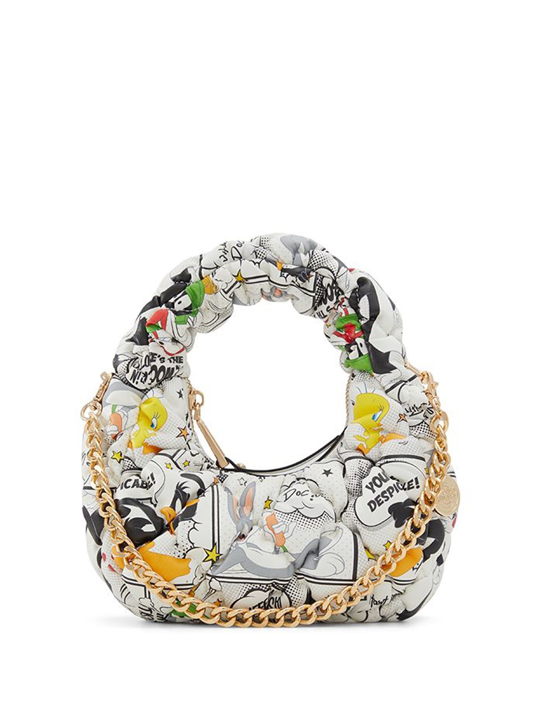 

ALDO Floral Printed Bucket Sling Bag with Tasselled, White