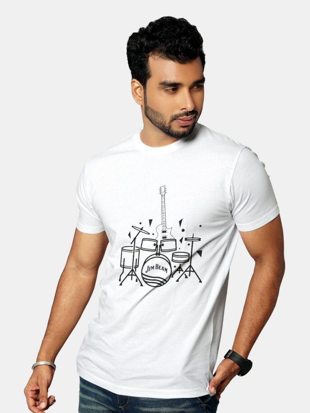 

macmerise Men Typography Printed Applique T-shirt, White