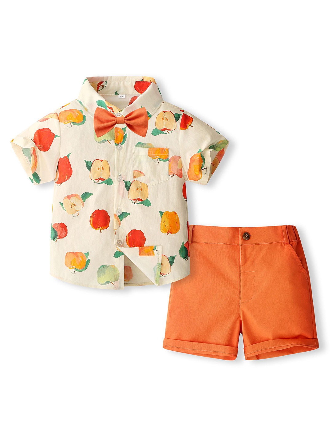 

StyleCast x Revolte Boys Printed Pure Cotton Shirt With Shorts, Orange