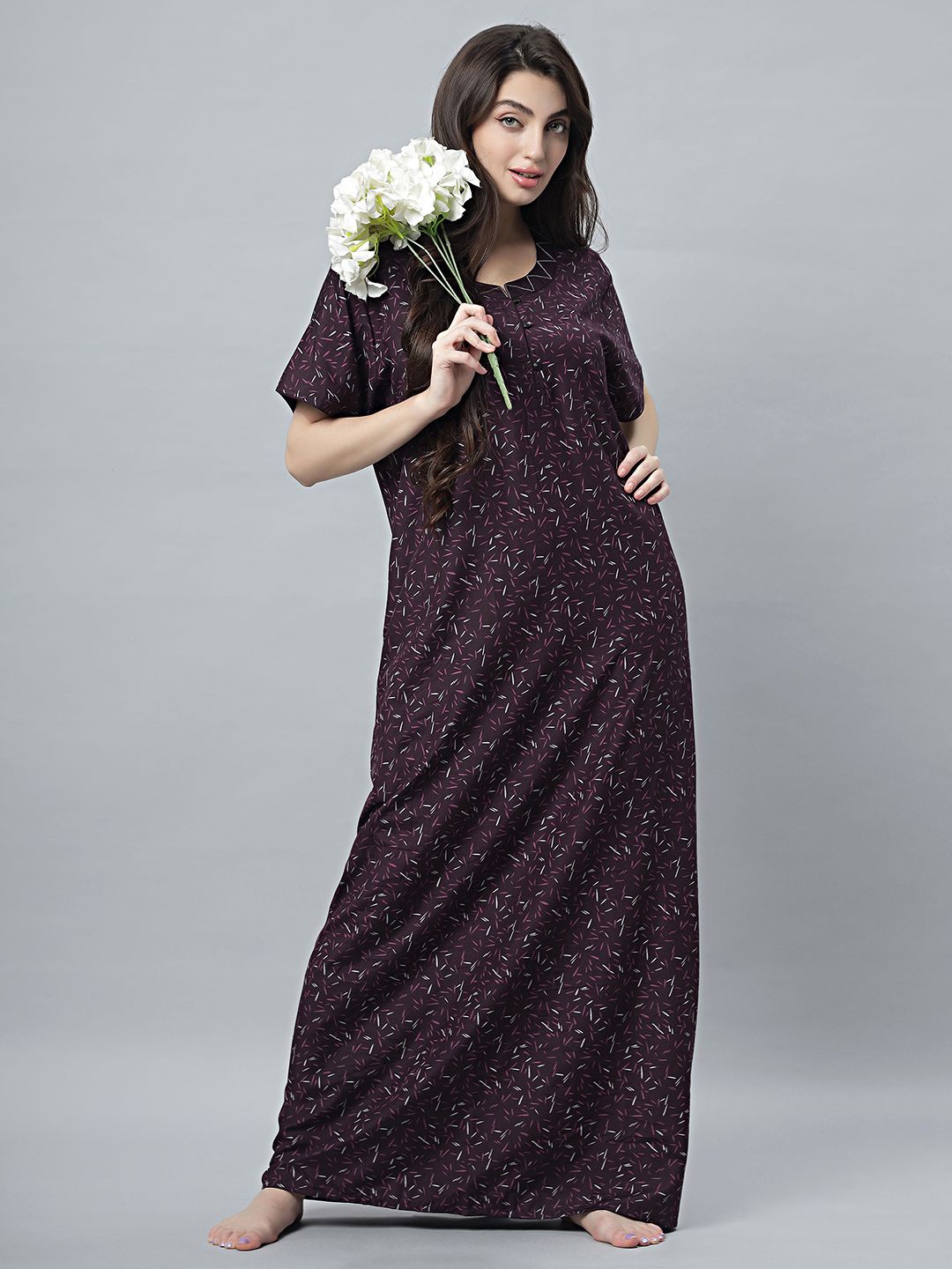 

QUIRA Printed Maxi Nightdress, Purple