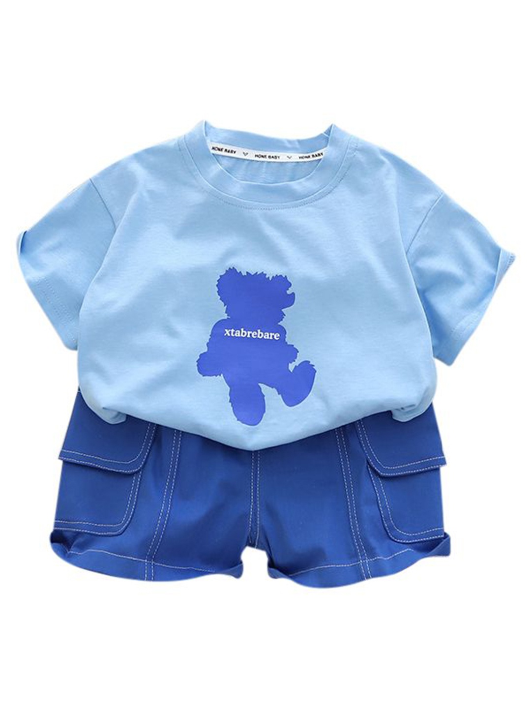 

StyleCast x Revolte Infant Boys Printed Pure Cotton T-shirt With Shorts, Blue