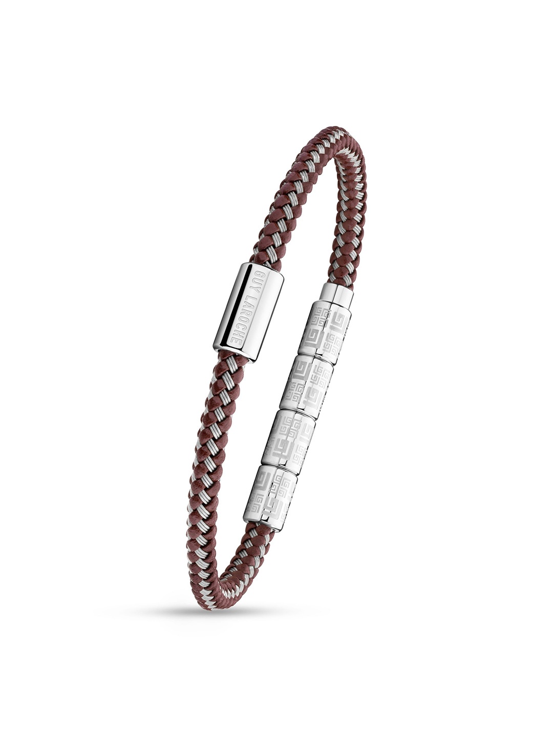 

Guy Laroche Pierre Men Leather & Stainless Steel Wraparound Bracelet, Brown
