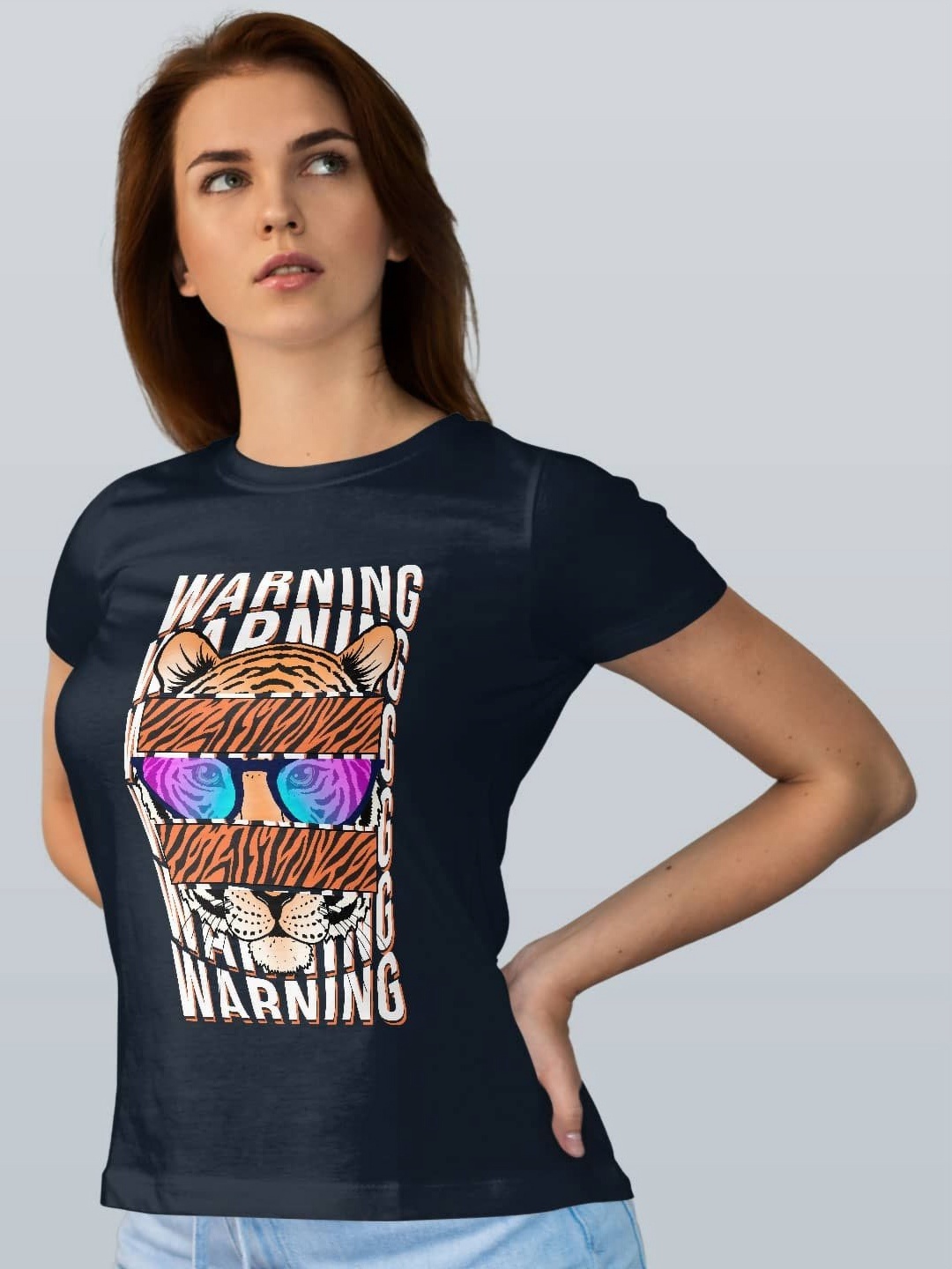 

macmerise Women Printed Extended Sleeves T-shirt, Navy blue