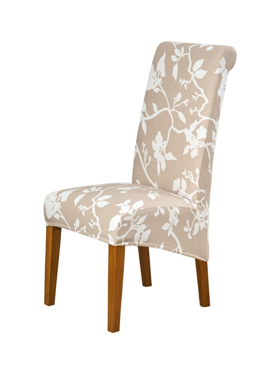 

HOKIPO Brown & White 4 Pieces Printed Dining Chair Covers