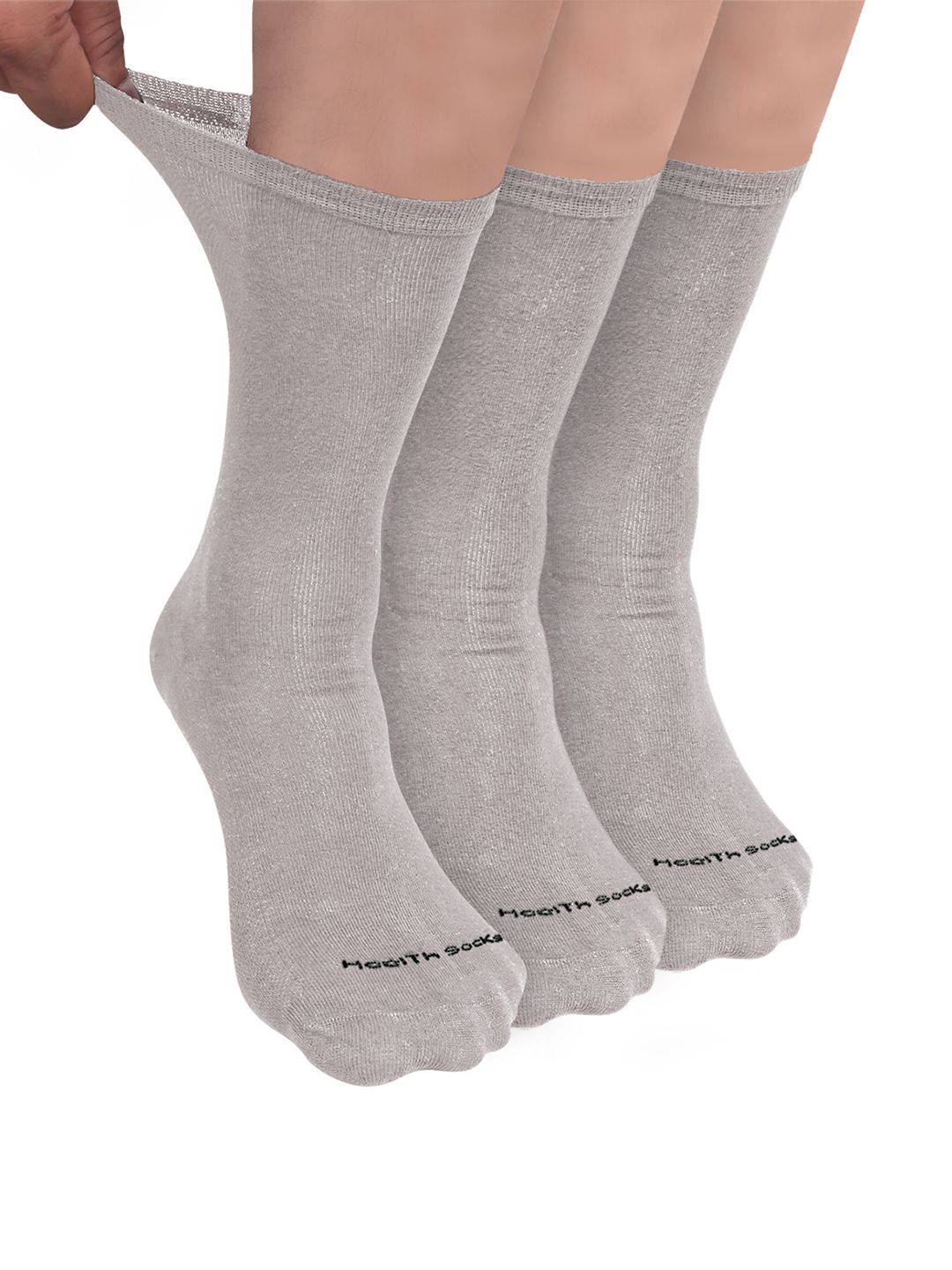 

FOOTPRINT Men 3 Pairs Seamless Organic Cotton Crew-Length Bamboo Socks, Grey