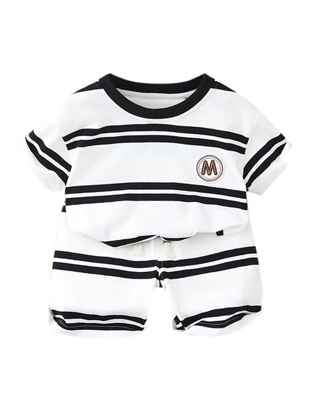 

StyleCast x Revolte Boys Striped Pure Cotton T-shirt with Shorts, White