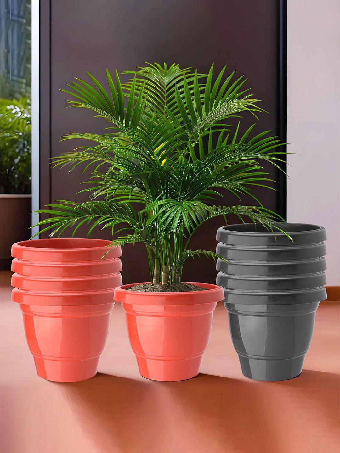 

Kuber Industries Red & Black 10 Pieces Planters