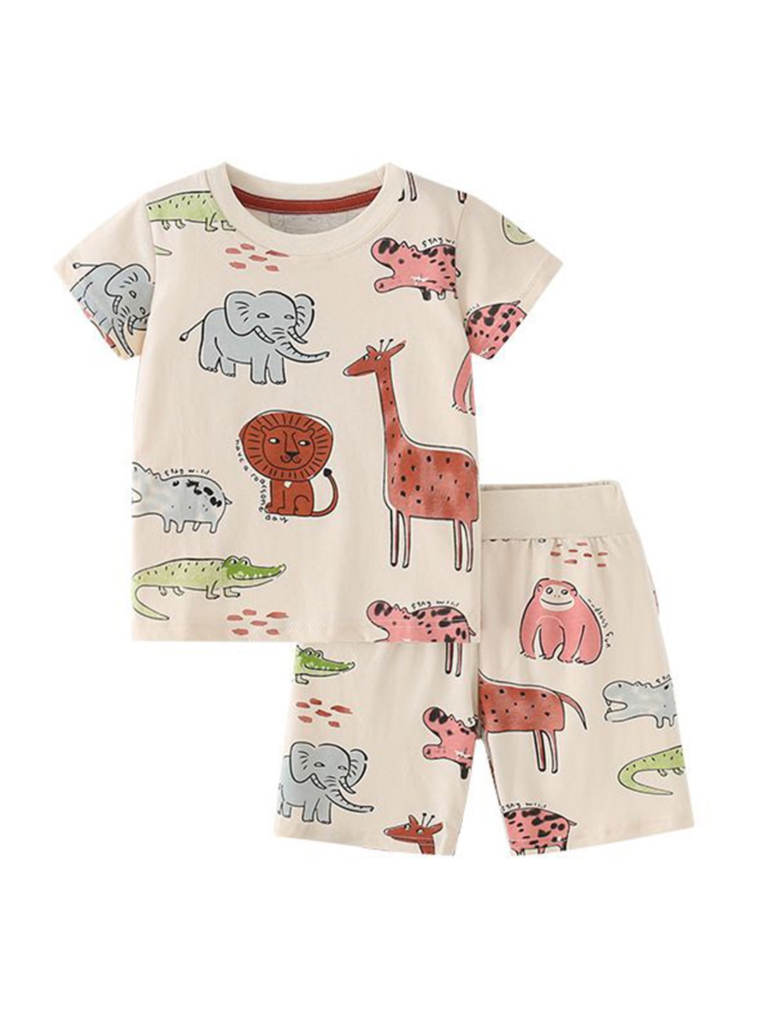 

StyleCast x Revolte Infant Boys Printed Pure Cotton T-shirt With Shorts, Beige