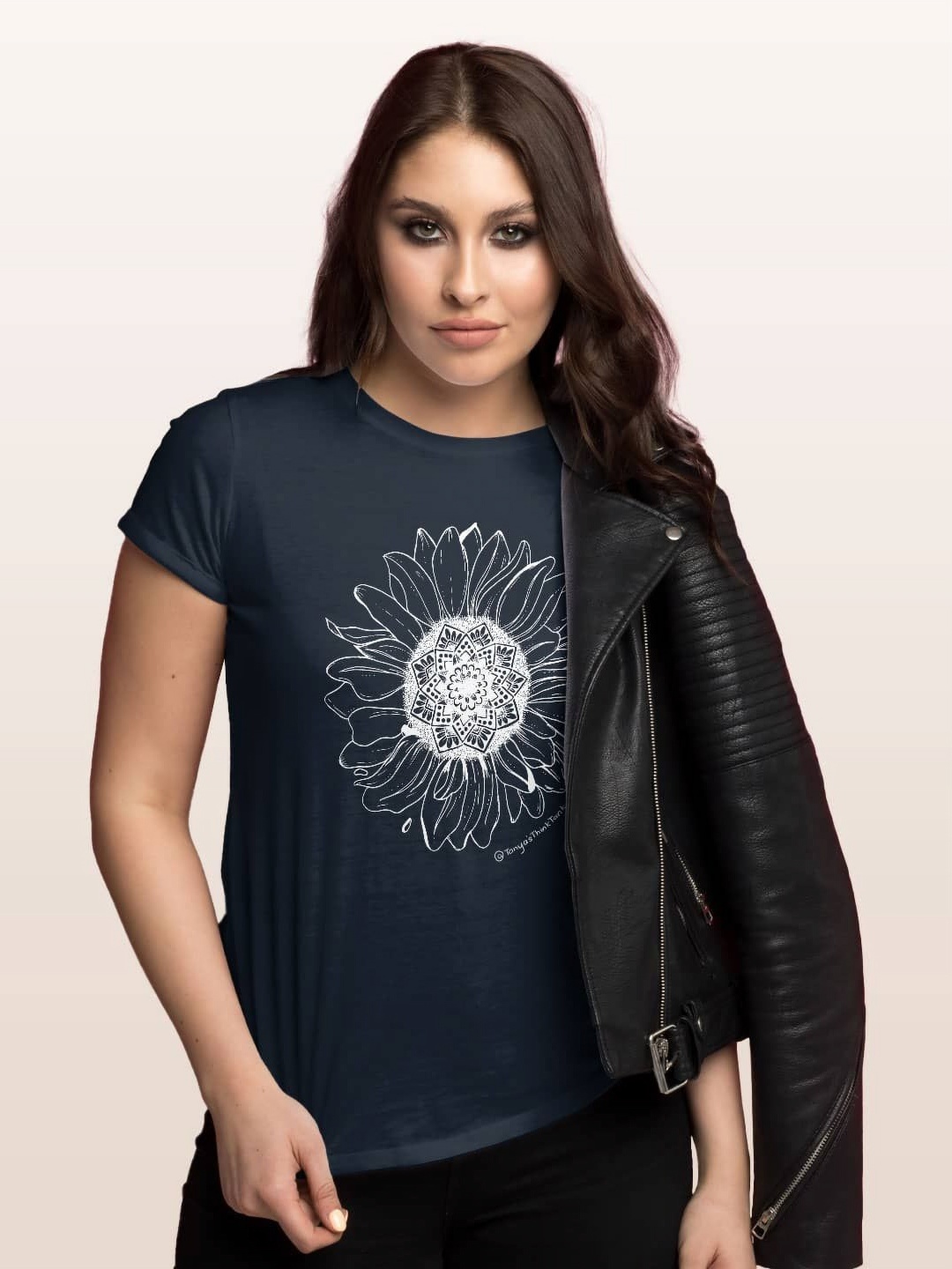 

macmerise Women Printed T-shirt, Navy blue