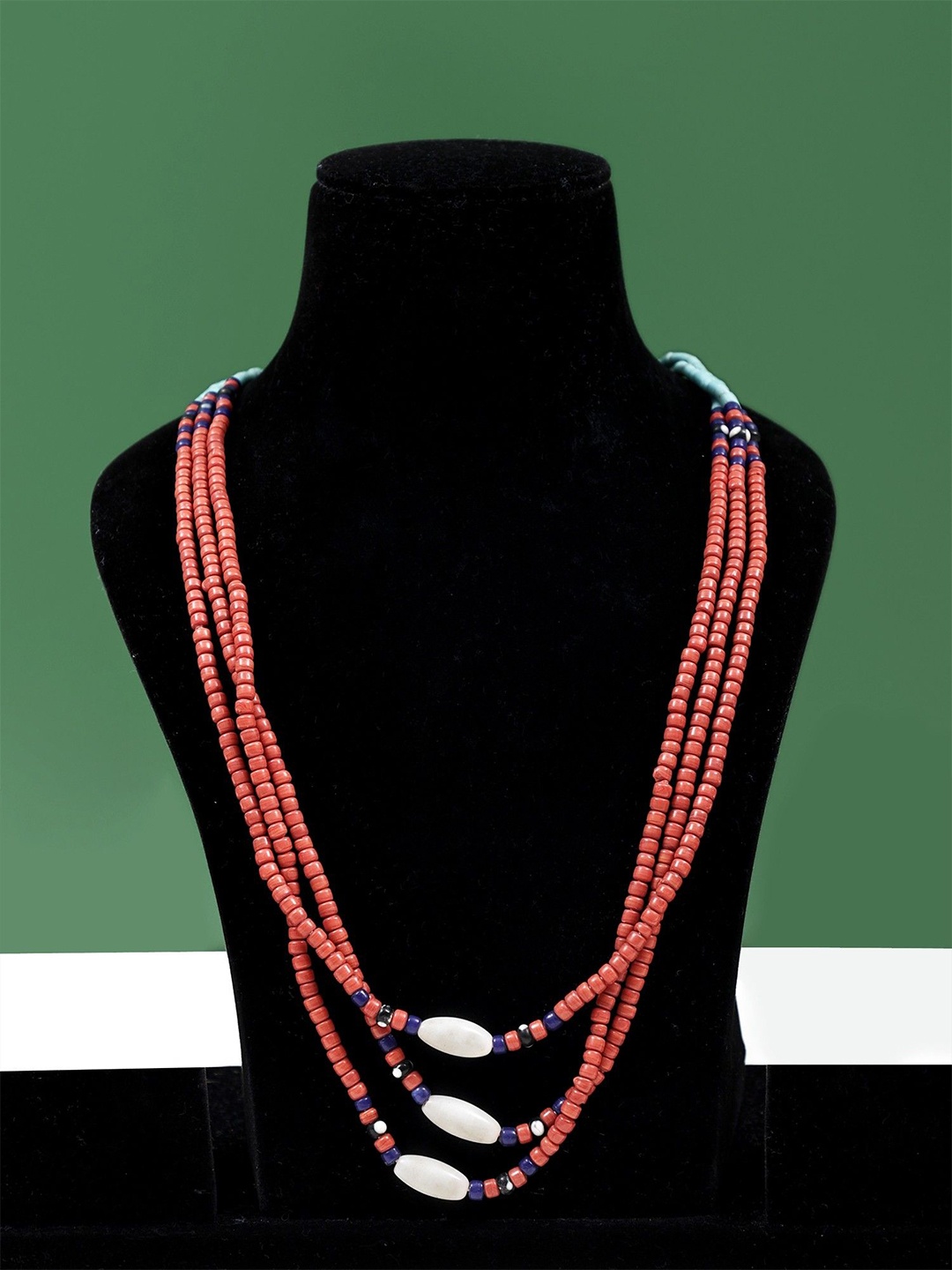 

Exotic India Sterling Silver Multi-Layered Beaded Long Naga Necklace