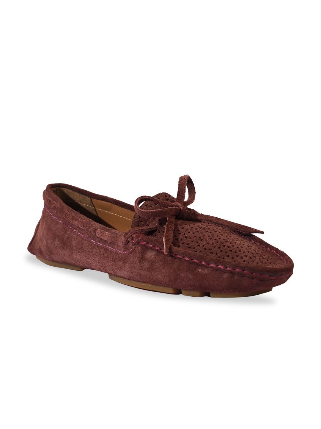 

Eske Women Textured Leather Lace Ups Boat Shoes, Burgundy
