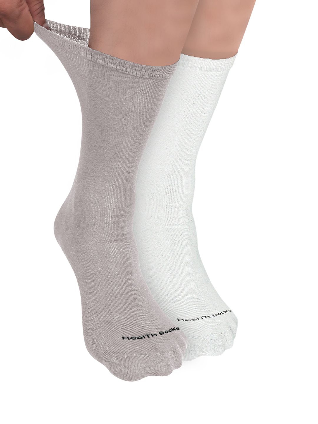 

FOOTPRINT Men 2 Pairs Seamless Organic Cotton Crew-Length Bamboo Socks, White