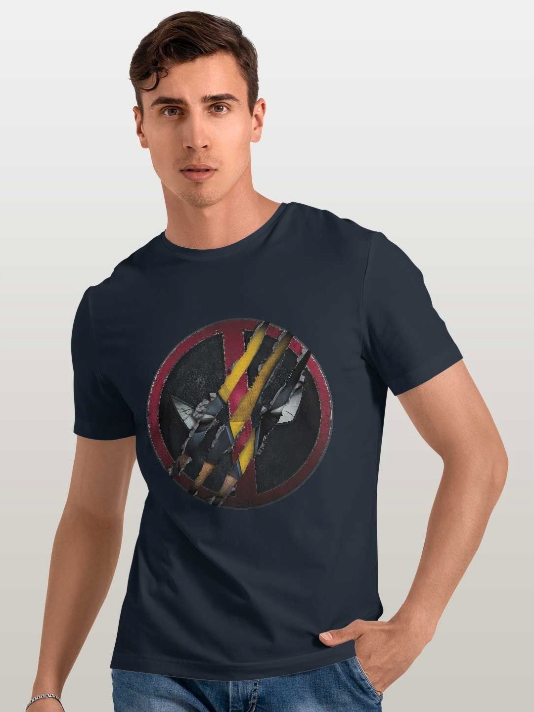 

macmerise Men Printed Pockets T-shirt, Blue