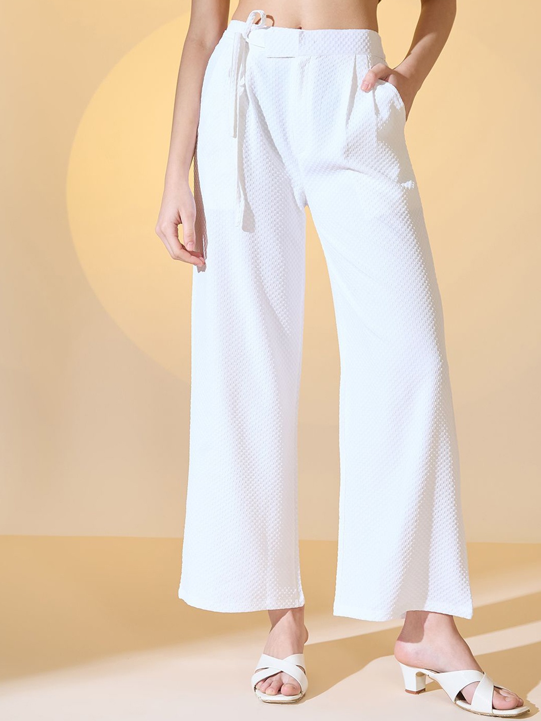 

DressBerry Women Straight Fit High-Rise Parallel Trousers, White