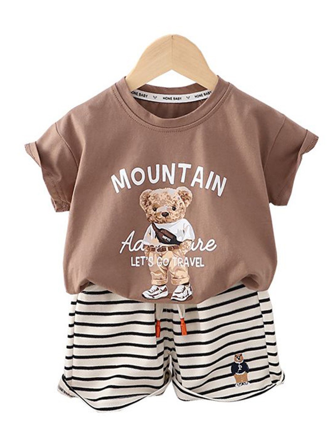 

StyleCast x Revolte Boys Printed Pure Cotton T-shirt With Shorts, Brown
