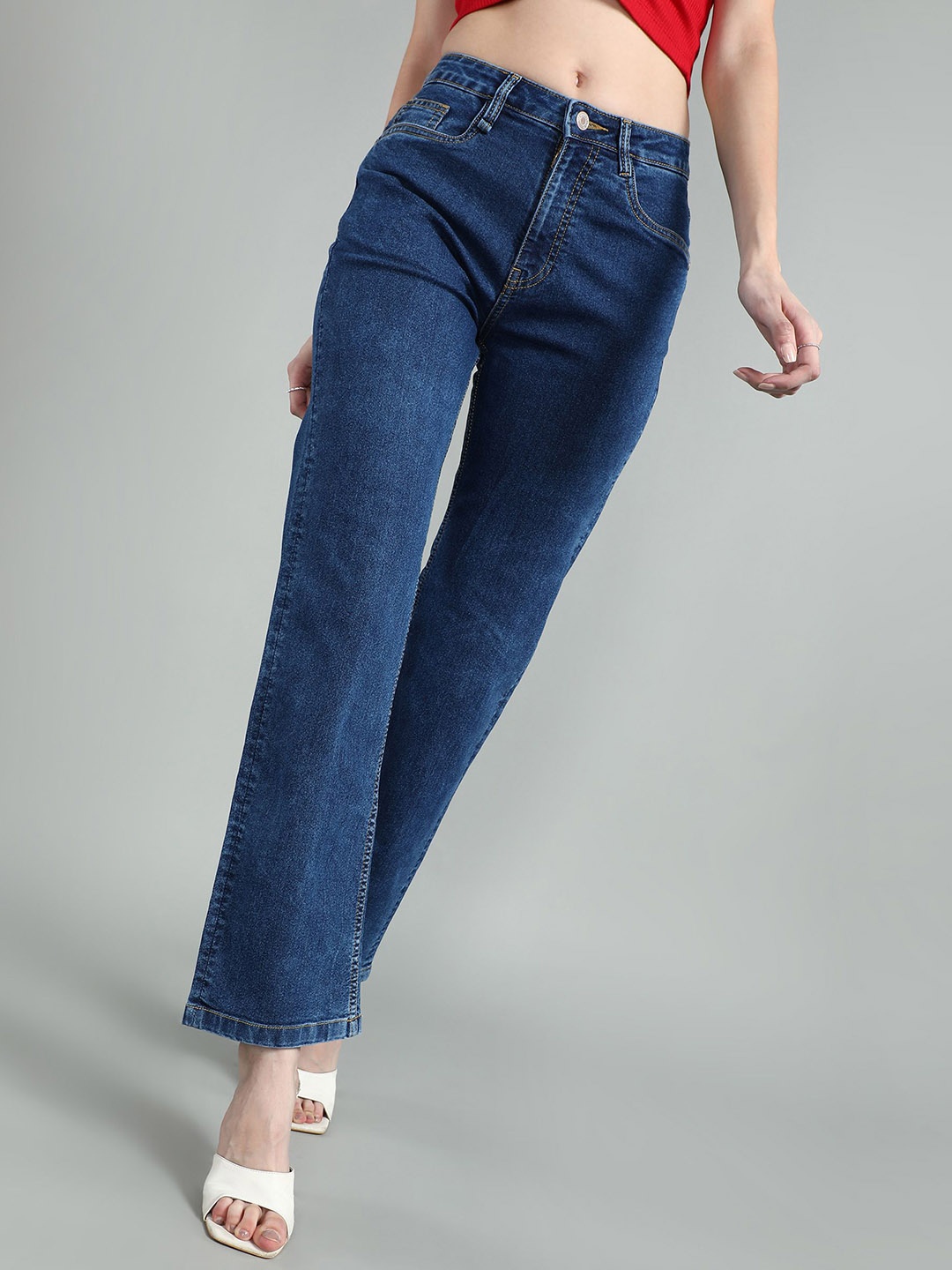 

The Roadster Lifestyle Co Straight Fit High Rise Jeans, Blue