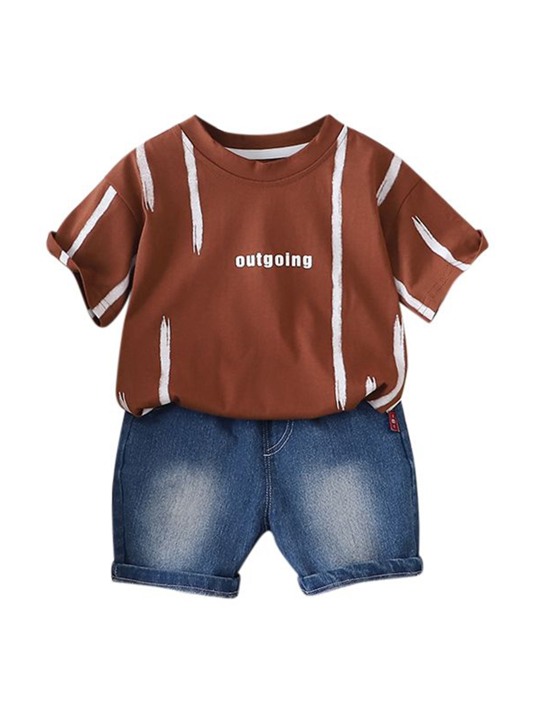 

StyleCast x Revolte Boys Printed Pure Cotton T-shirt with Shorts, Brown