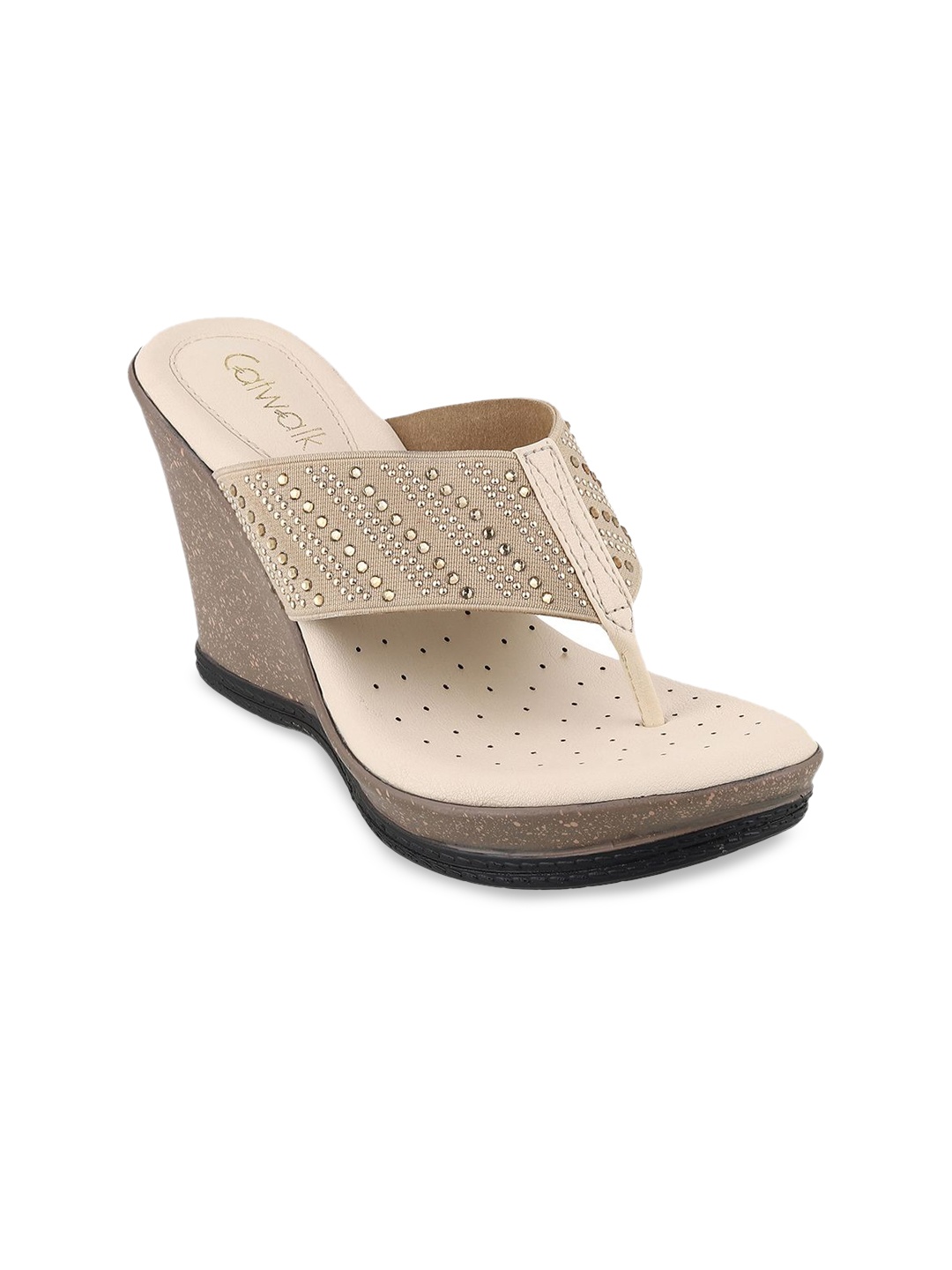 

Catwalk Women Wedge Sandals with Western - Embellished, Beige