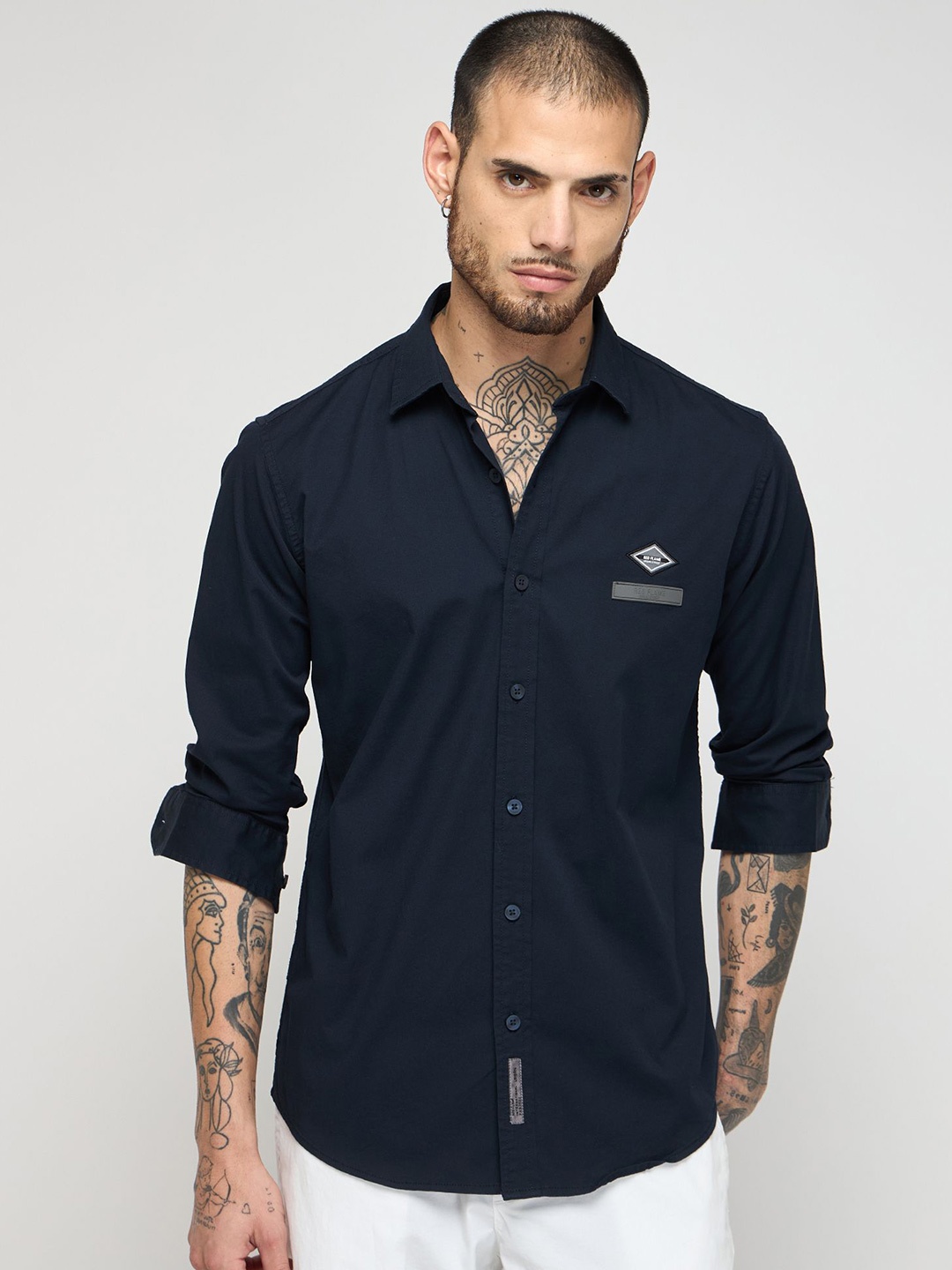 

Red Flame Men Slim Fit Opaque Casual Shirt, Blue