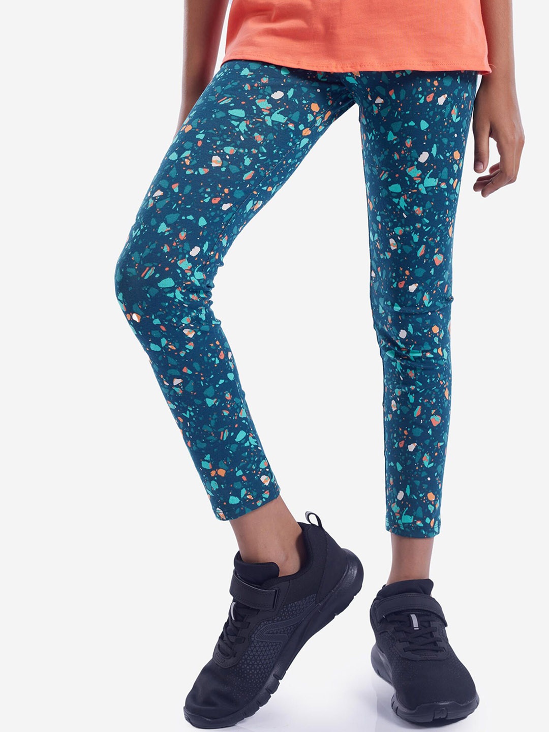 

Domyos By Decathlon Printed Ankle- Length Leggings, Blue