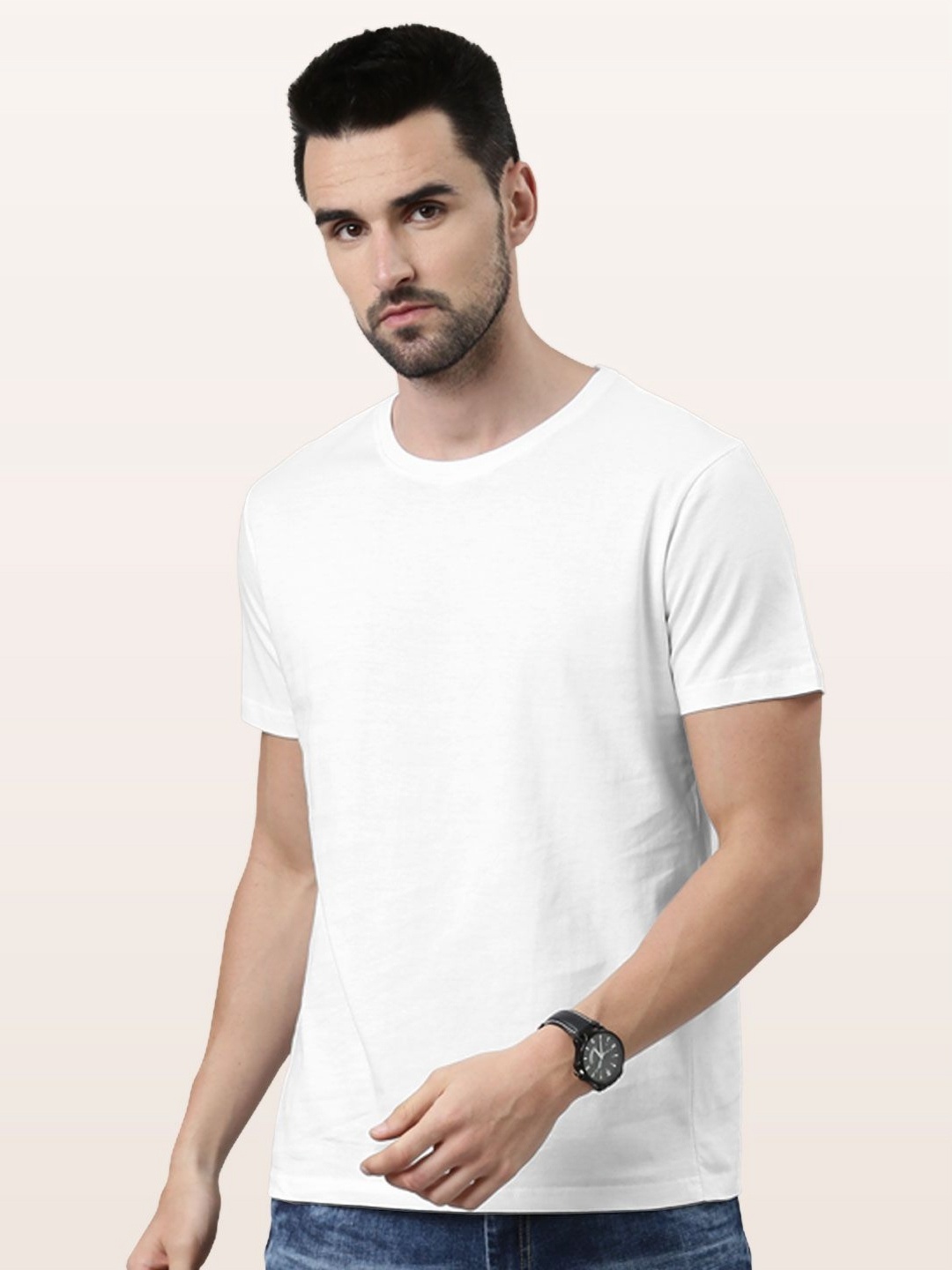 

macmerise Men V-Neck Raw Edge T-shirt, White