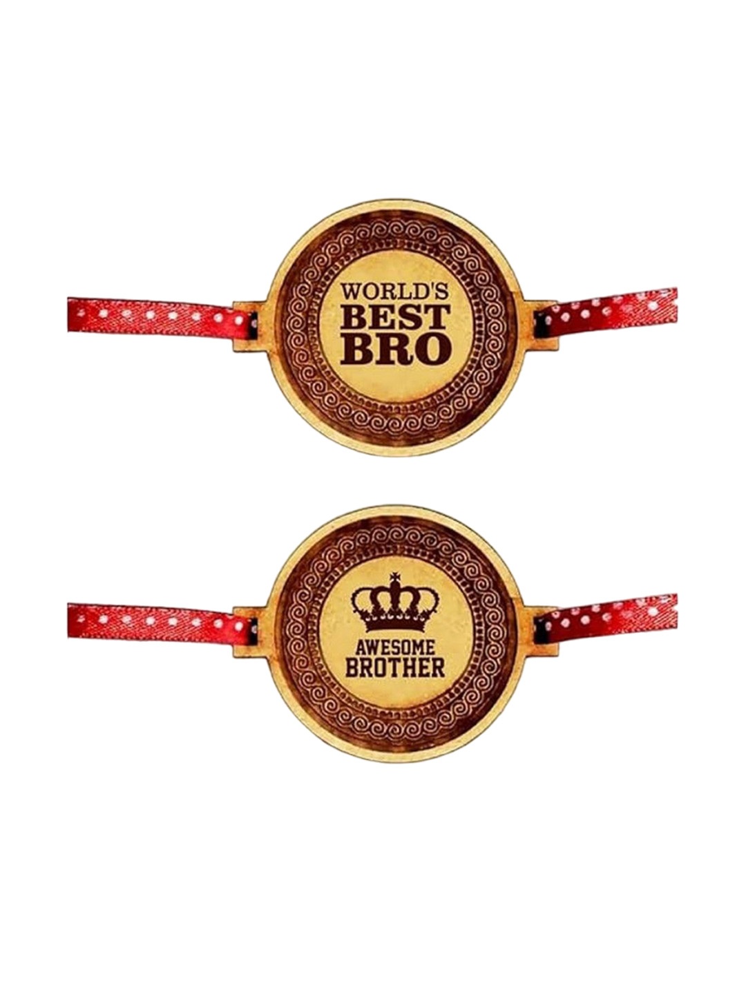 

THEYAYACAFE Boys Set Of 2 Engraved Thread Rakhis, Brown