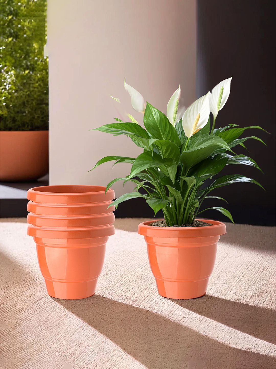 

Kuber Industries Orange-Coloured 5 Pieces 2-Layers Planters