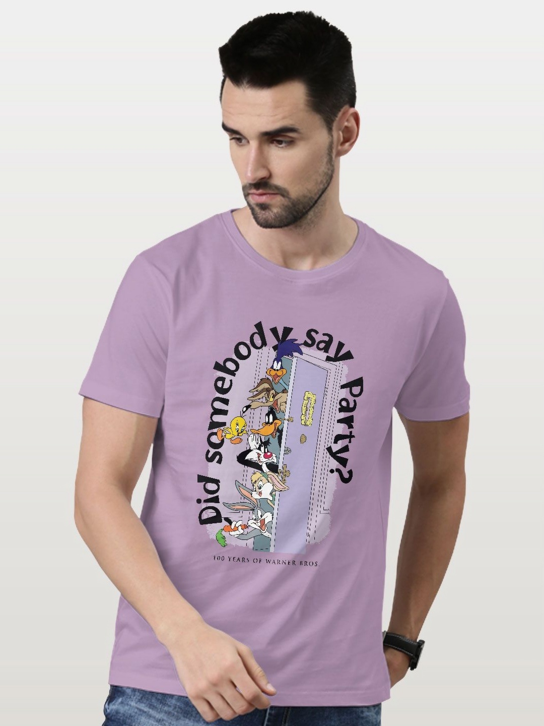 

macmerise Men Printed T-shirt, Lavender