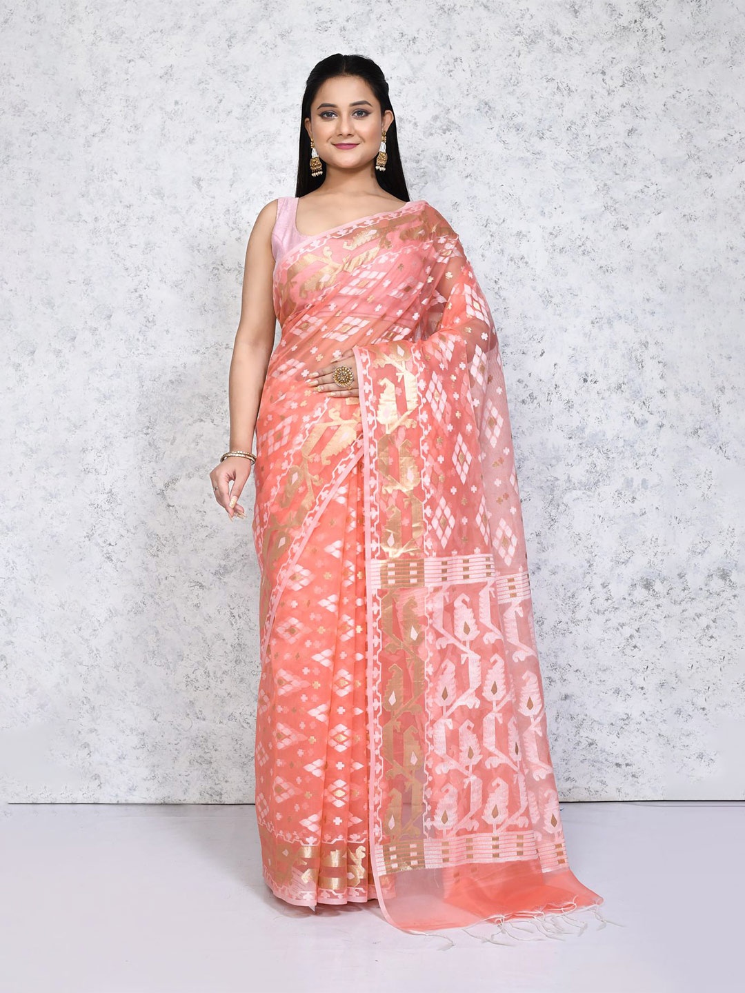 

SPRISH Woven Design Zari Pure Silk Saree, Pink