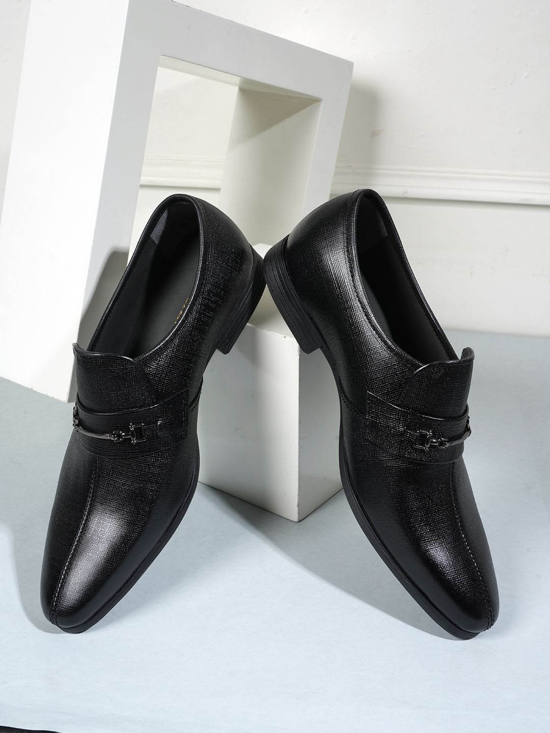 

Style Shoes Men Leather Slip-On Derbys, Black