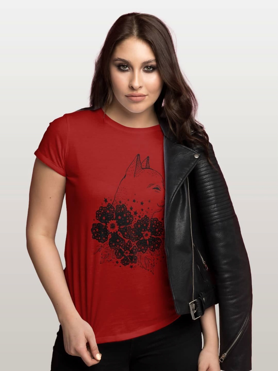 

macmerise Women Printed T-shirt, Red