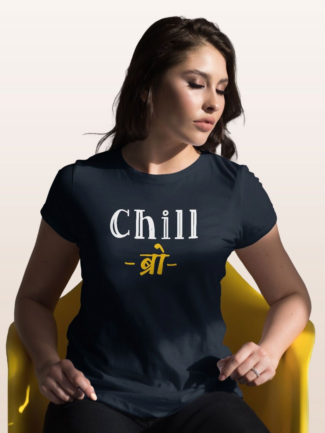 

macmerise Women Typography Printed T-shirt, Navy blue