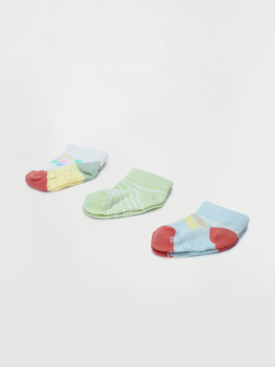 

max Boys Pack Of 3 Patterned Ankle-Length Socks, Beige