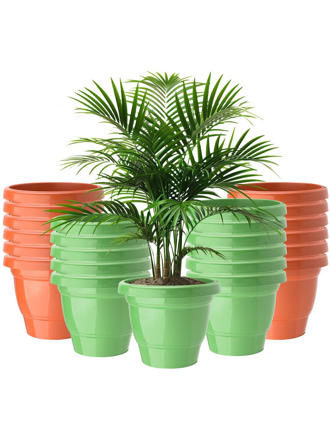 

Kuber Industries Green & Orange 24 Pieces Durable Planters