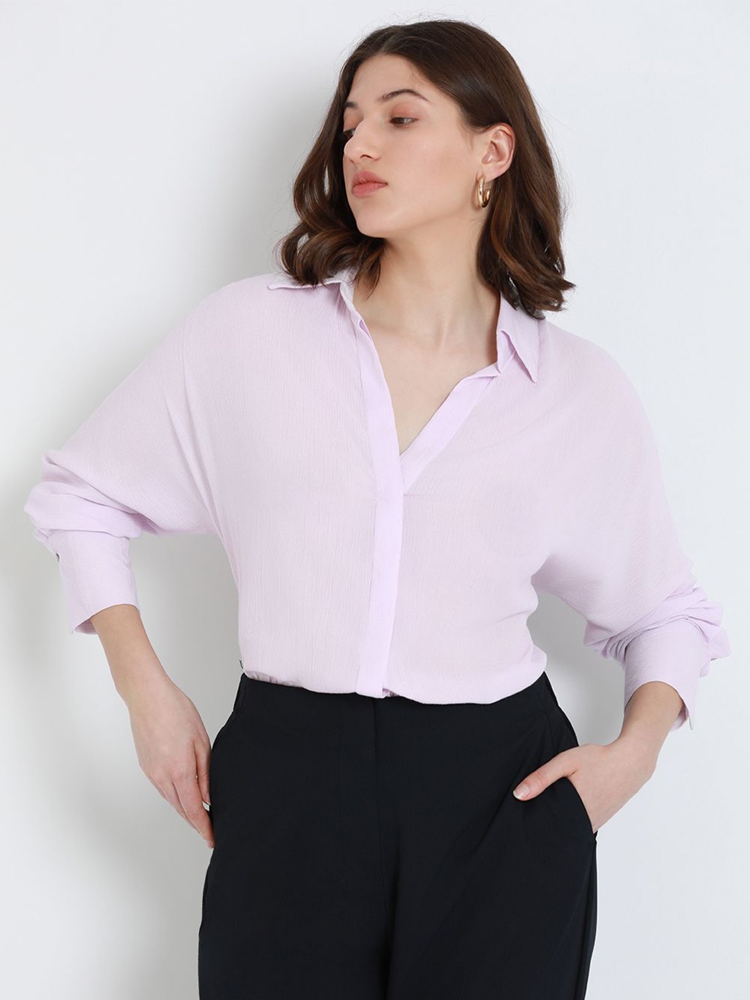 

DL Woman Women Opaque Casual Shirt, Lavender