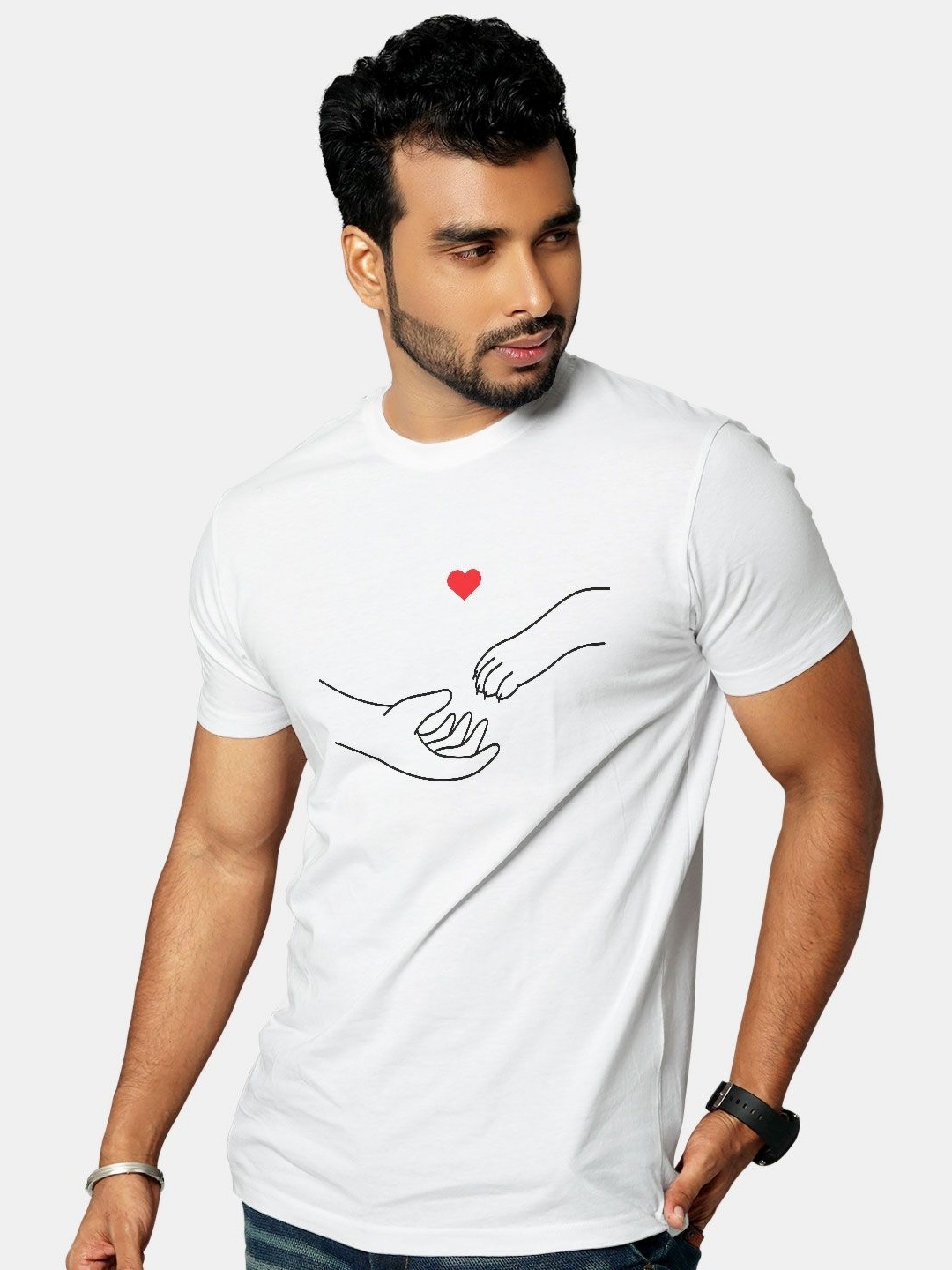

macmerise Men Typography Printed Applique T-shirt, White