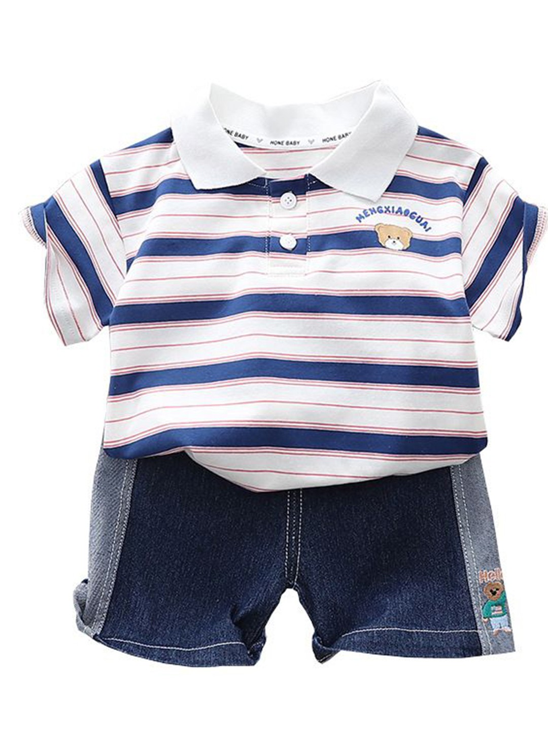 

StyleCast x Revolte Infant Boys Printed Pure Cotton T-shirt With Shorts, Blue