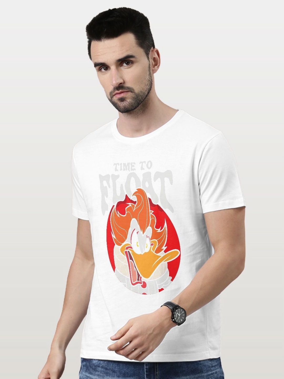 

macmerise Men Printed Raw Edge T-shirt, White