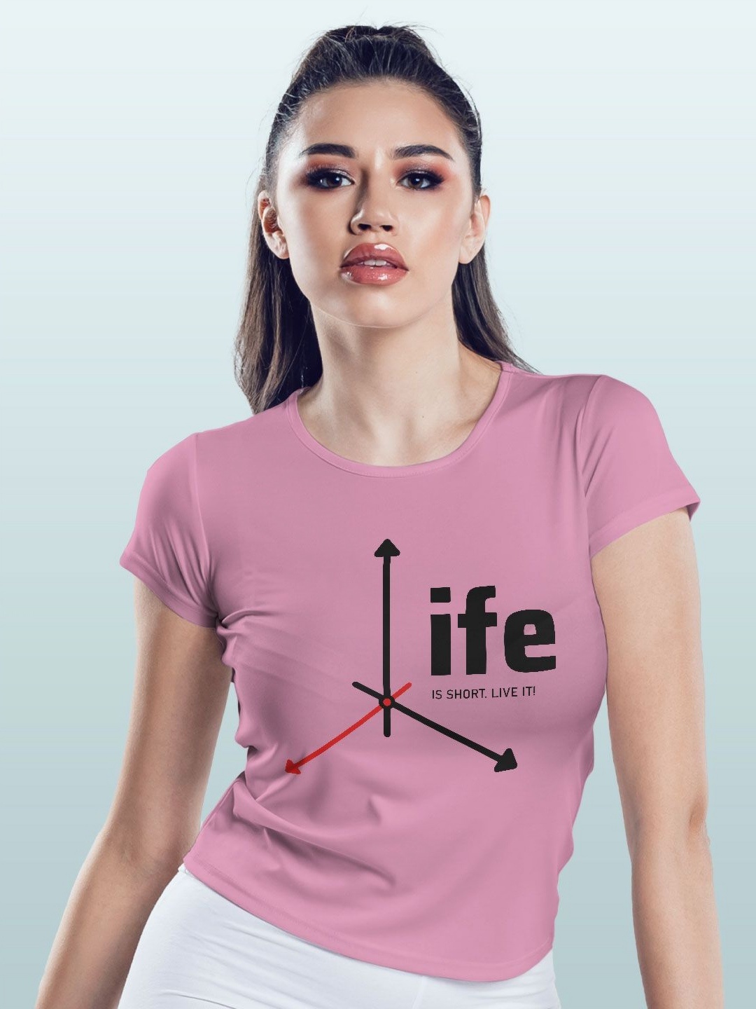

macmerise Women Printed Extended Sleeves Pockets T-shirt, Pink