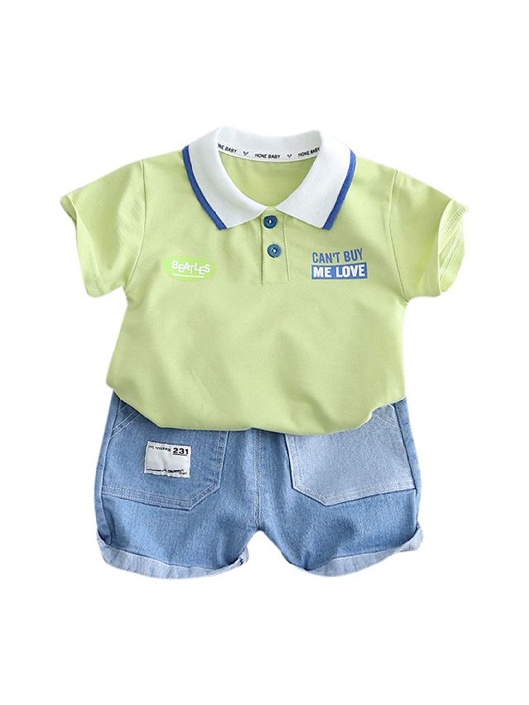 

StyleCast x Revolte Boys Printed Pure Cotton T-shirt with Shorts, Green