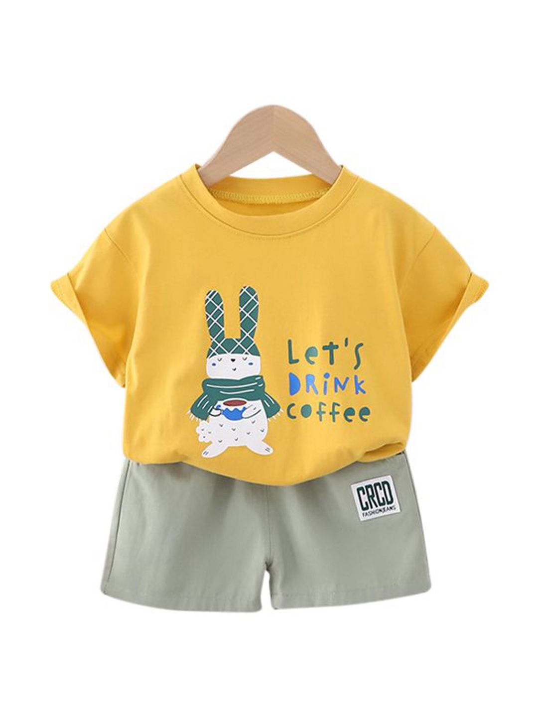 

StyleCast x Revolte Infant Boys Printed Pure Cotton T-shirt With Shorts, Yellow